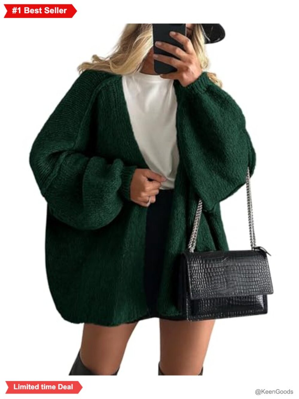 PRETTYGARDEN Women's Open Front Oversized Cardigan Sweater Long Sleeve Knit